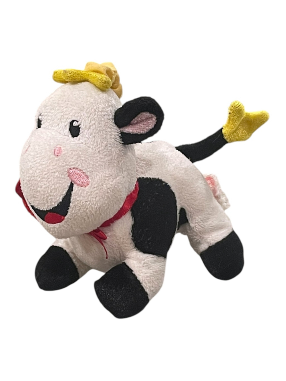 Fisher Price Hanging Rattle Cow Plush Baby Toy 5"
